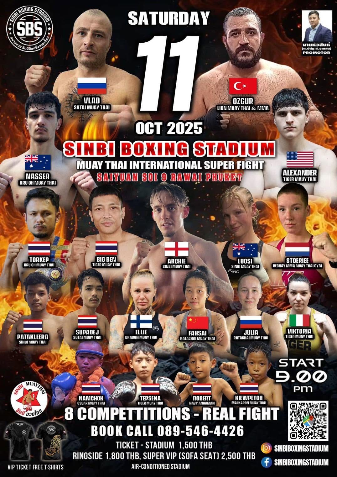 SINBI BOXING STADIUM MUAY THAI INTERNATIONAL SUPER FIGHT 11 OCTOBER 2025 poster