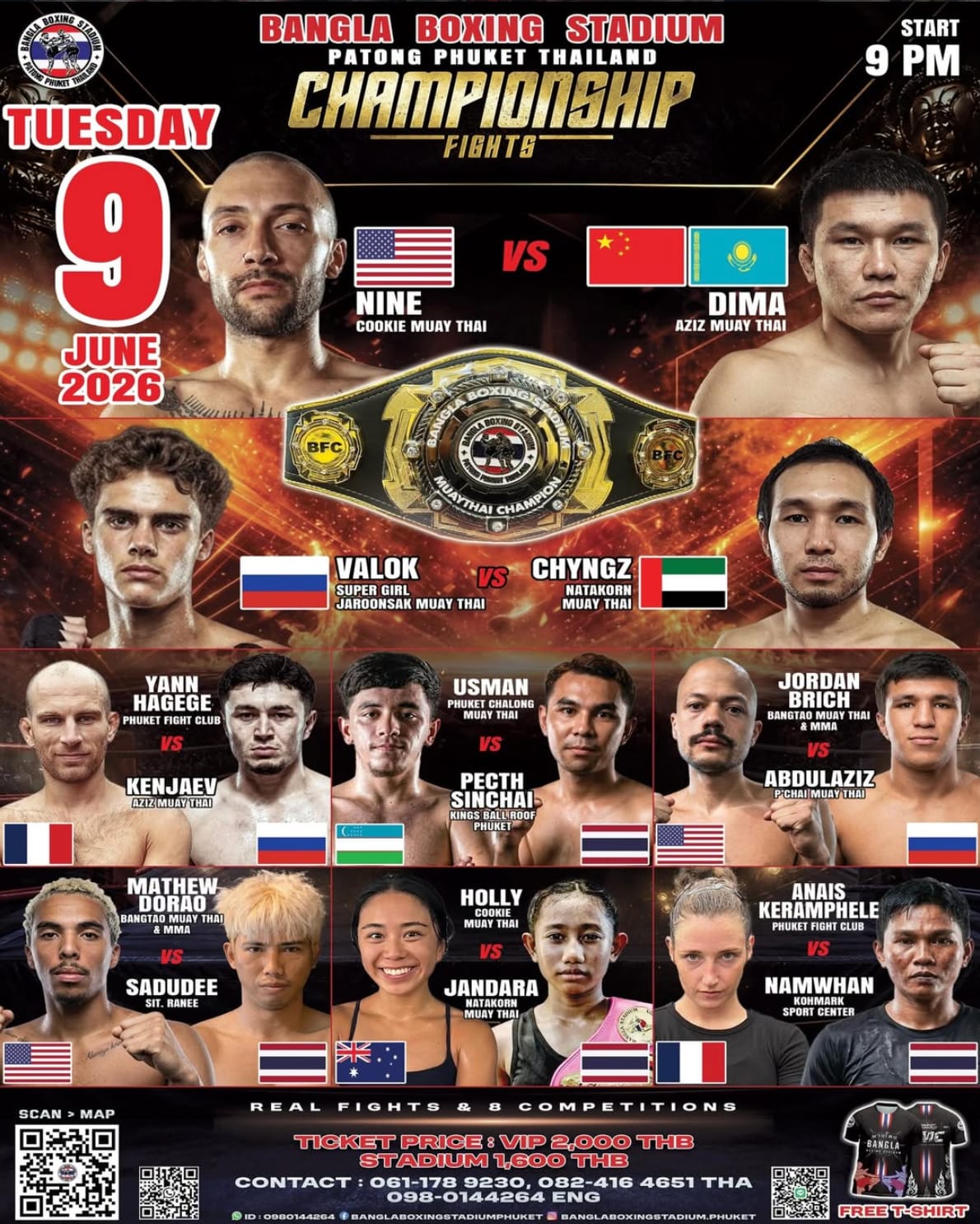 BANGLA BOXING STADIUM CHAMPIONSHIP FIGHTS 9 JUNE 2026