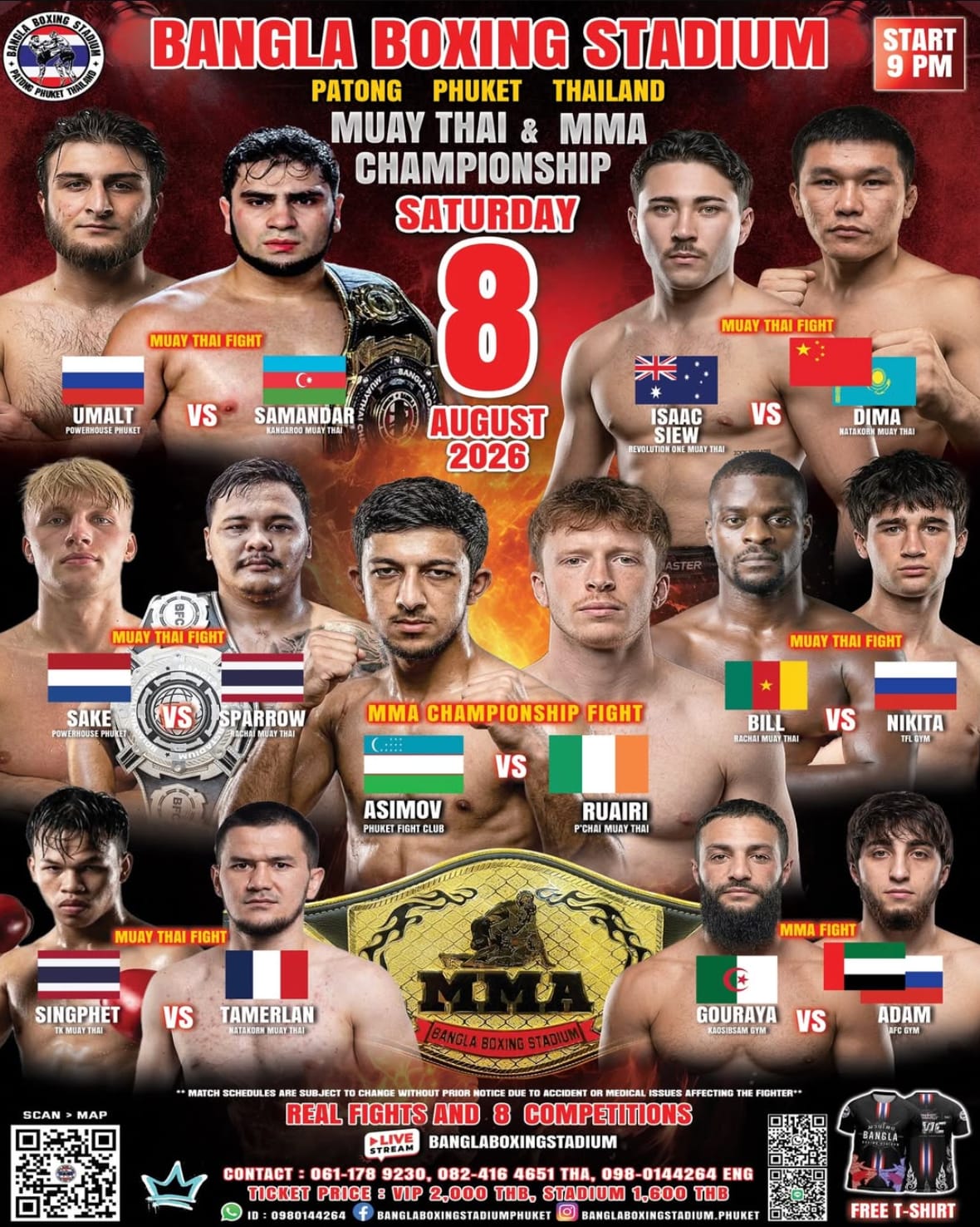 BANGLA BOXING STADIUM MUAY THAI & MMA CHAMPIONSHIP 8 AUGUST 2026