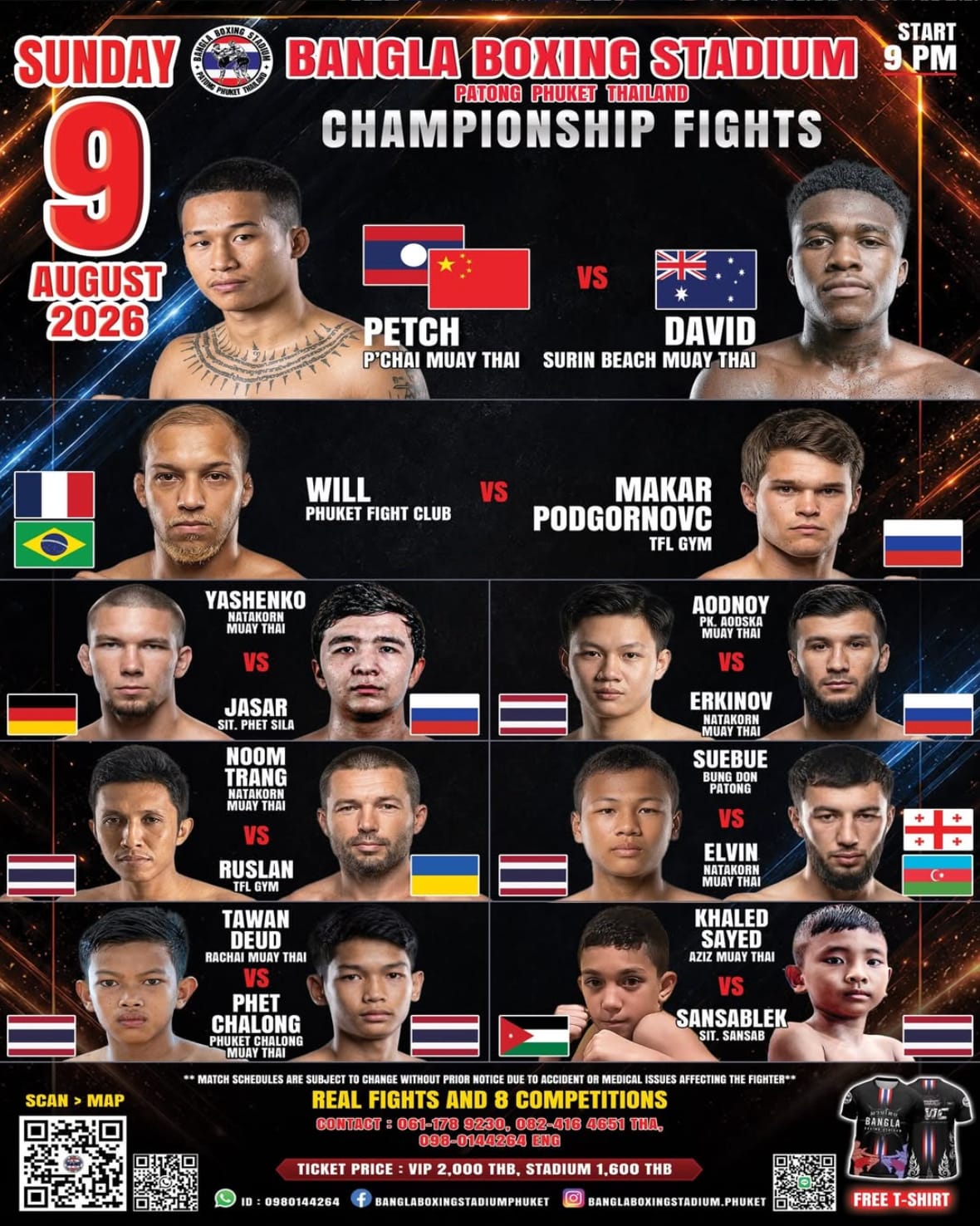 BANGLA BOXING STADIUM CHAMPIONSHIP FIGHTS 9 AUGUST 2026