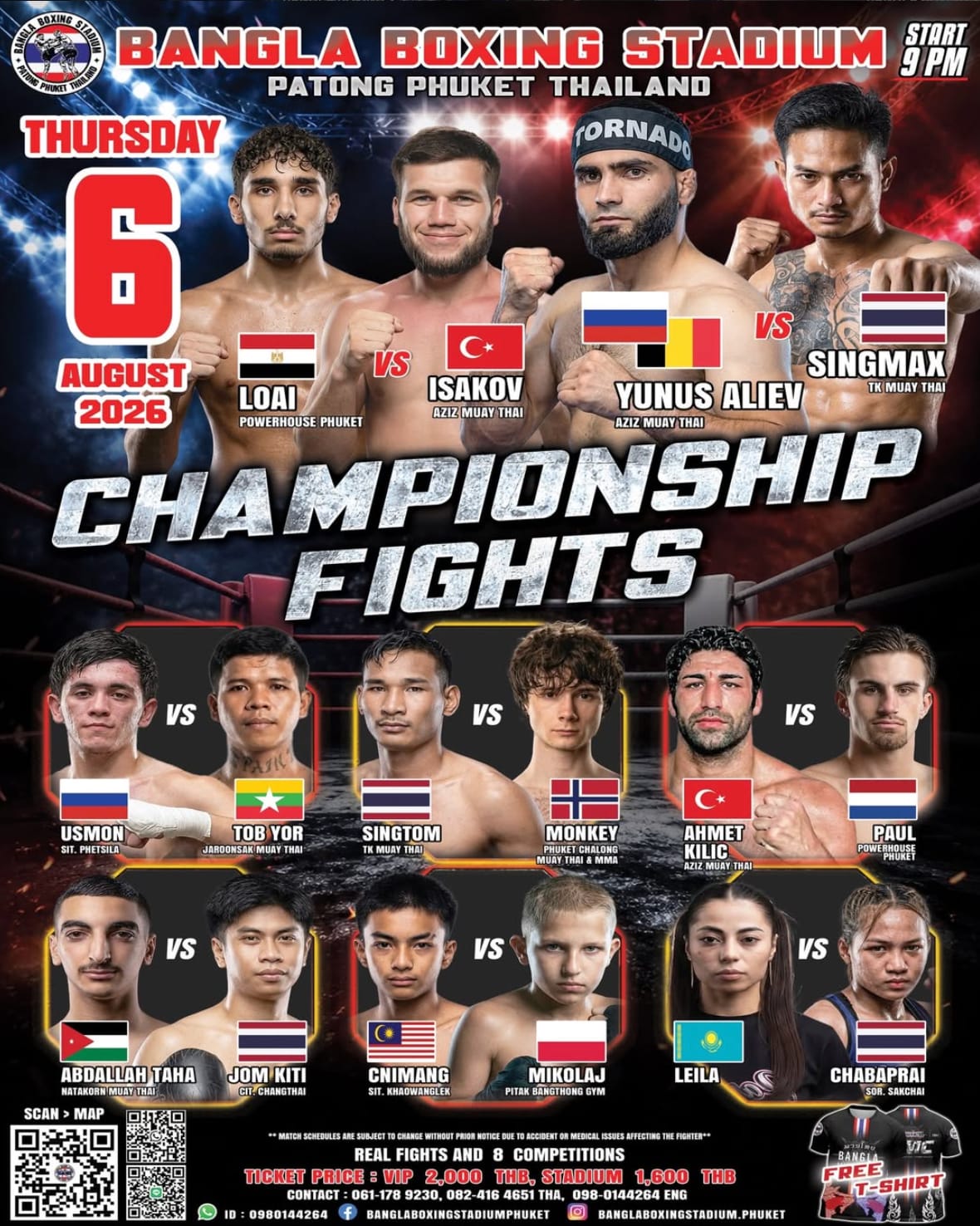 CHAMPIONSHIP FIGHTS 6 AUGUST 2026