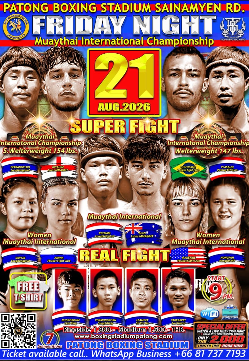 FRIDAY NIGHT Muaythai International Championship 21 AUGUST 2026 poster